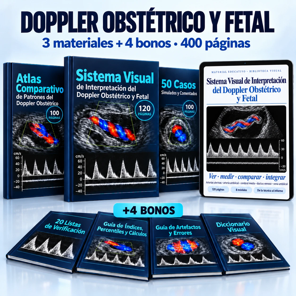 Tres materiales principales y cuatro bonos de Doppler Obstétrico